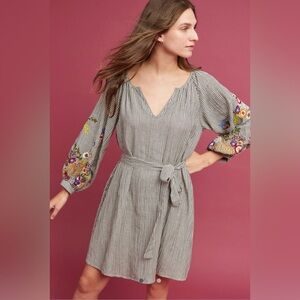 Preowned Anthropologie Feather Bone Lindsey Embroidered Tunic Dress Size S